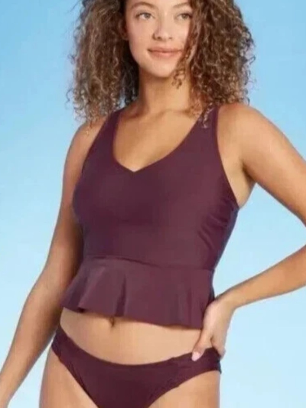 Kona Sol Peplum Tankini Swim Top